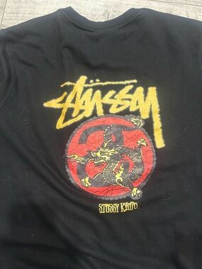 Stussy Black Crewneck Sweatshirt with White Logo Tag